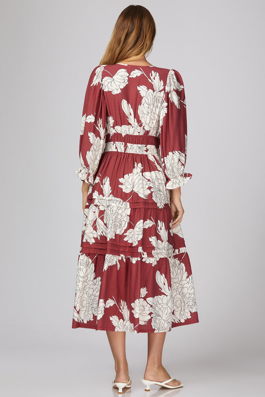 3/4 Sleeve Smocked Dress