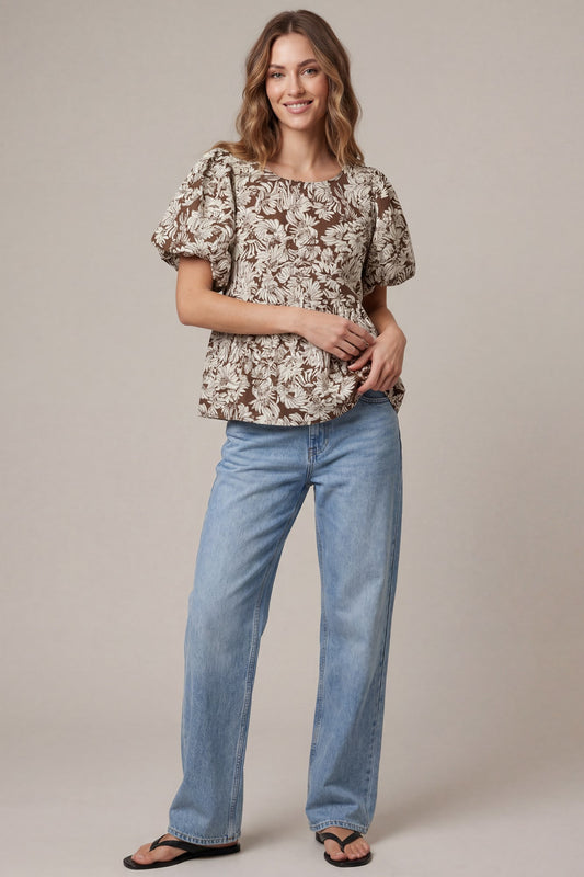 Puff Sleeve Floral Top