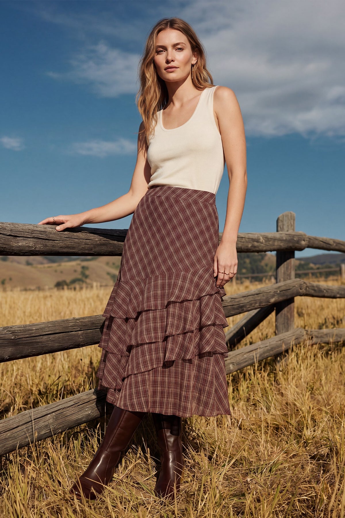 Asymmetrical Plaid Skirt