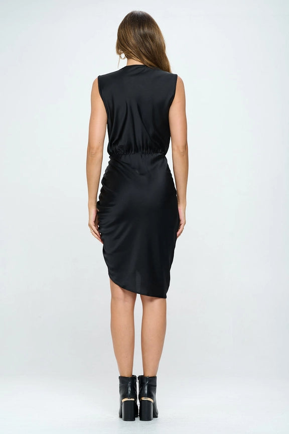 Asymmetrical Hem Satin Dress