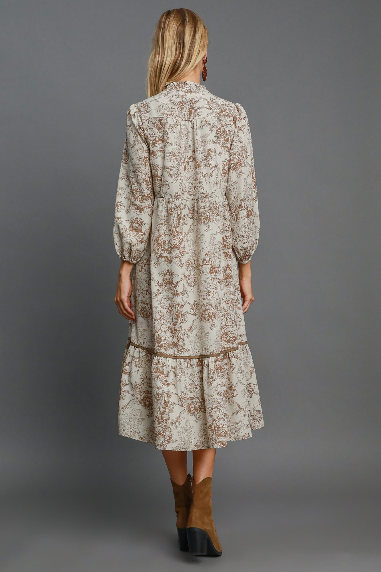 Landscape Print Midi Dress