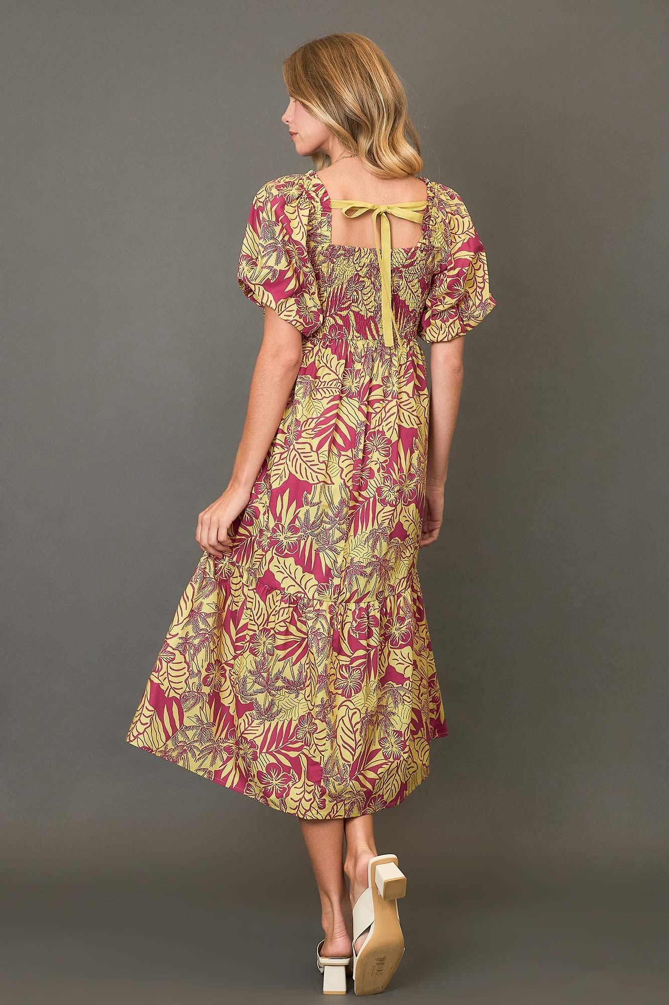 Tropical Poplin Midi Dress
