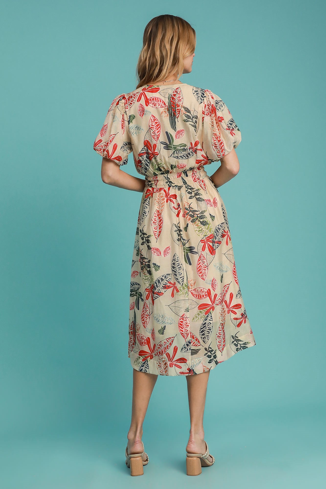 Abstract Florals V-Neck Dress