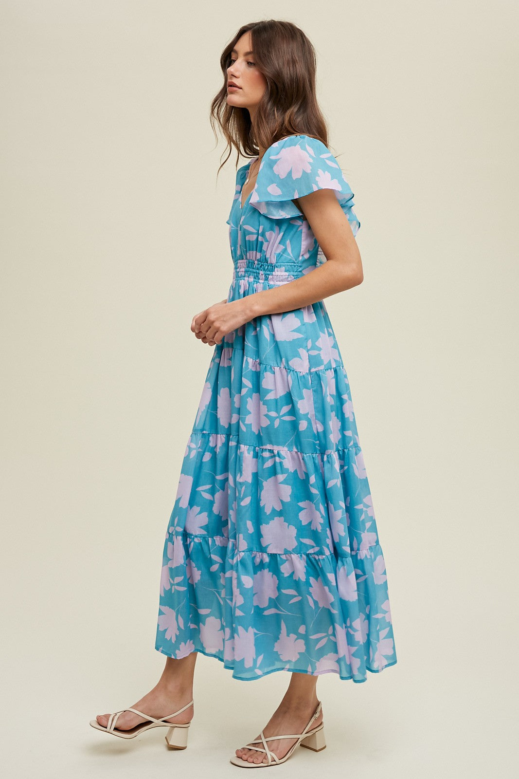 Floral Flutter Maxi Dress