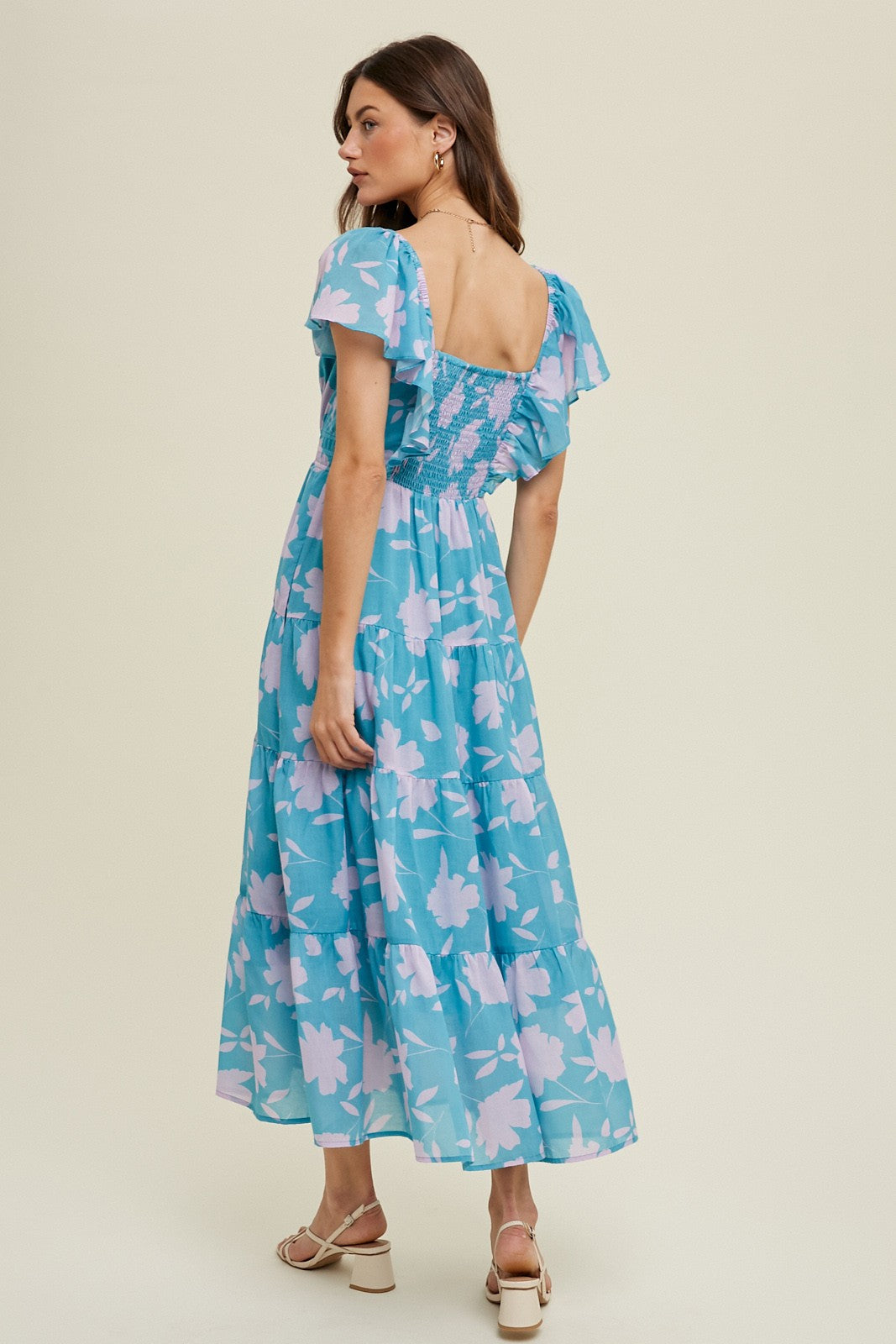 Floral Flutter Maxi Dress