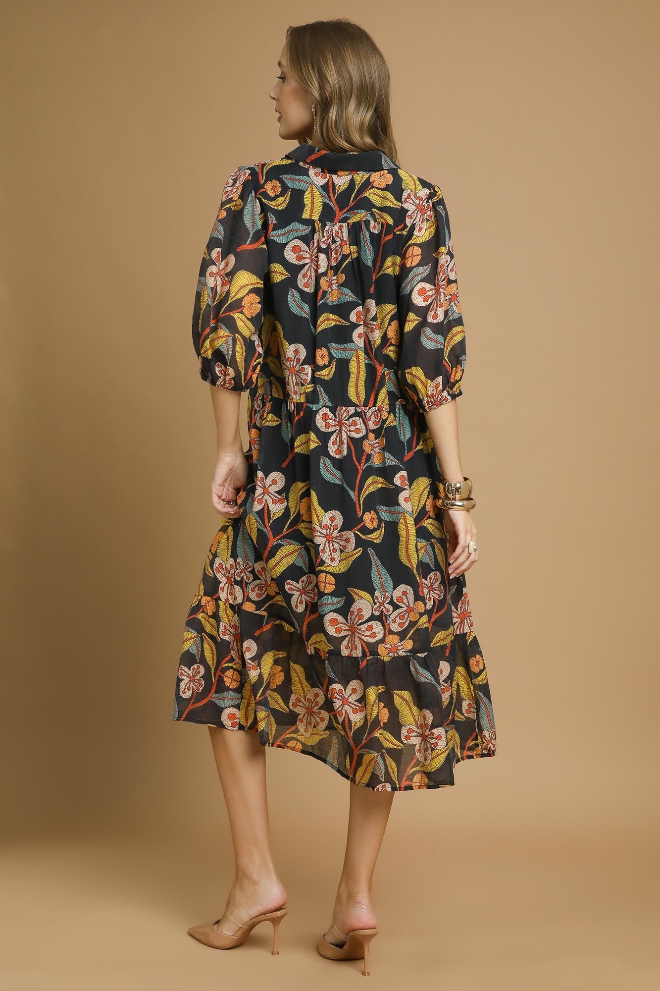 Mixed Florals Tiered Dress
