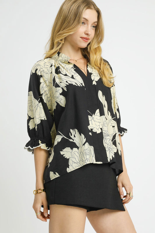 Peony Print Top