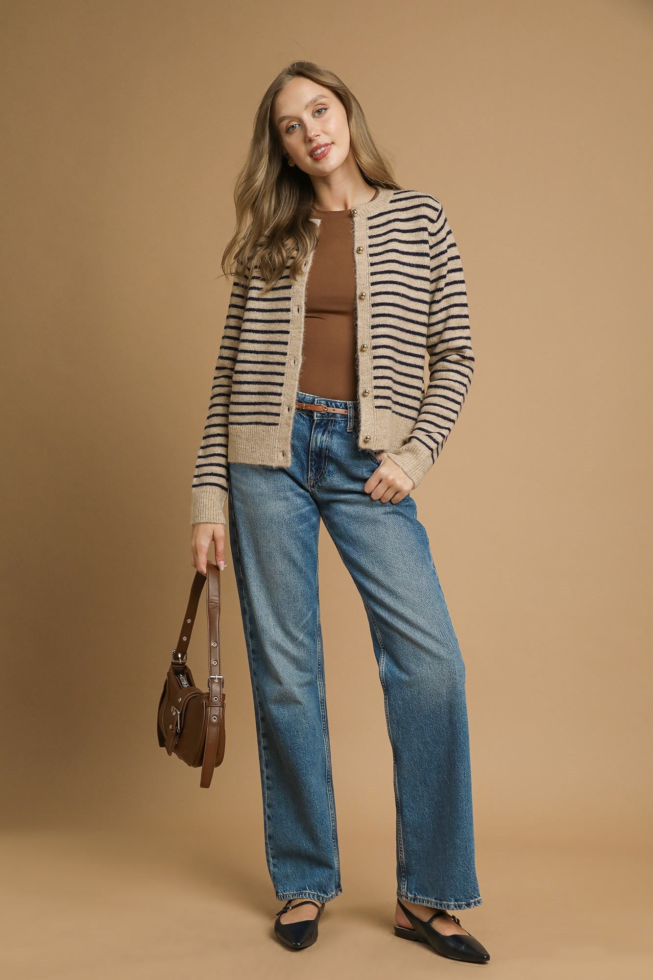 Striped Button-Up Cardigan