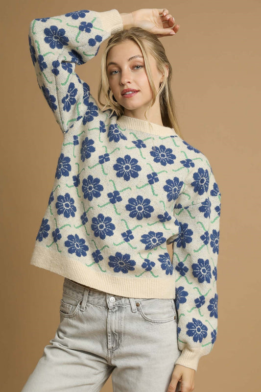 Retro Floral Sweater