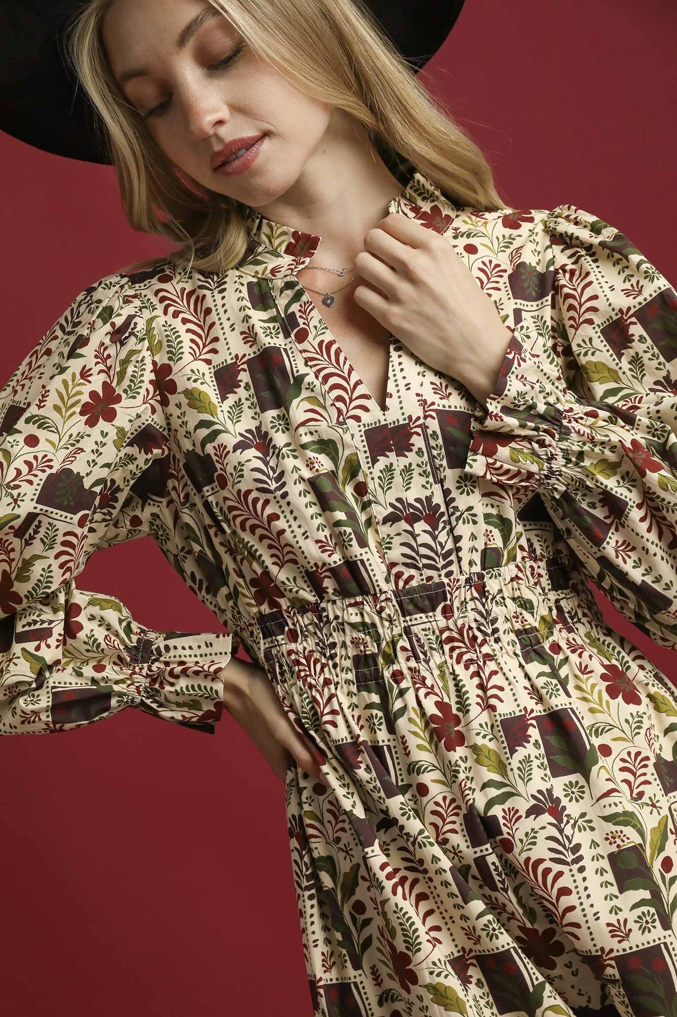 Vintage Floral Midi Dress