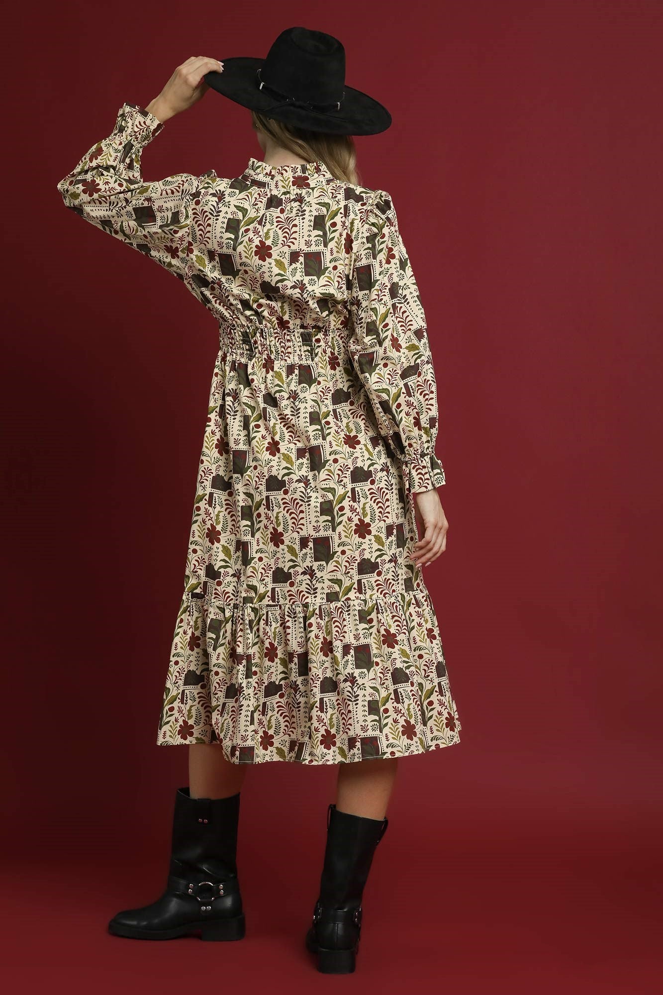 Vintage Floral Midi Dress