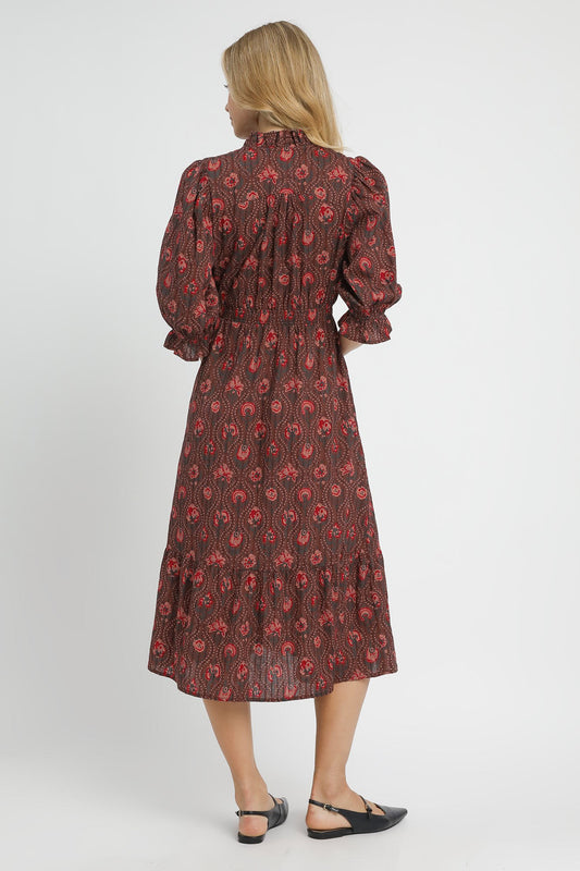 Puff Sleeve Midi Dress