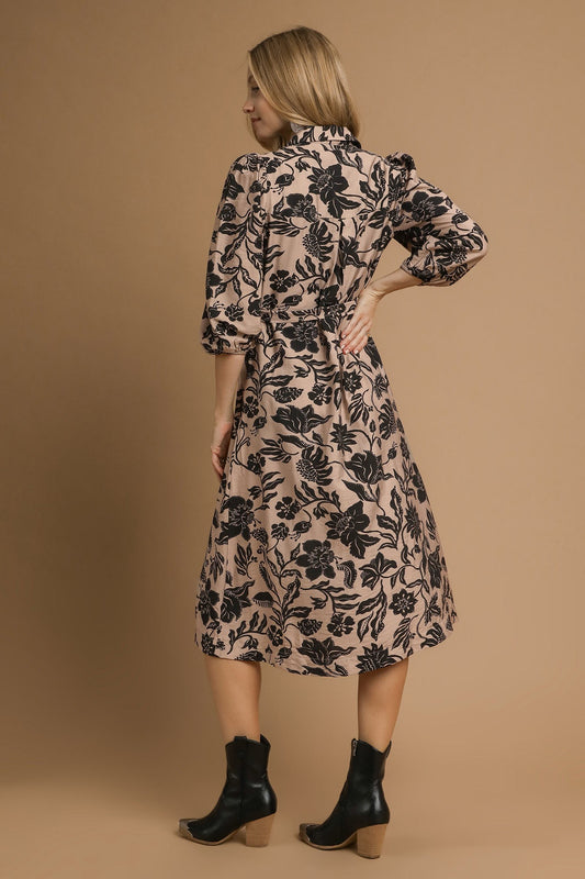 Floral Waist Tie Dress