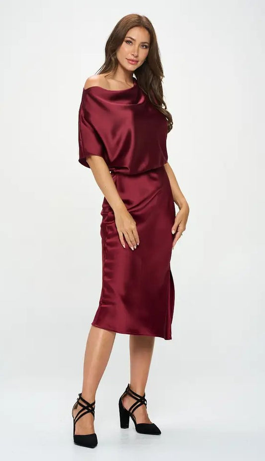Satin One-Shoulder Dress
