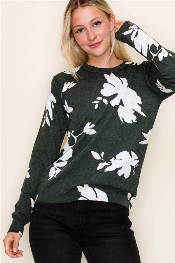 Floral Crew Neck Sweater