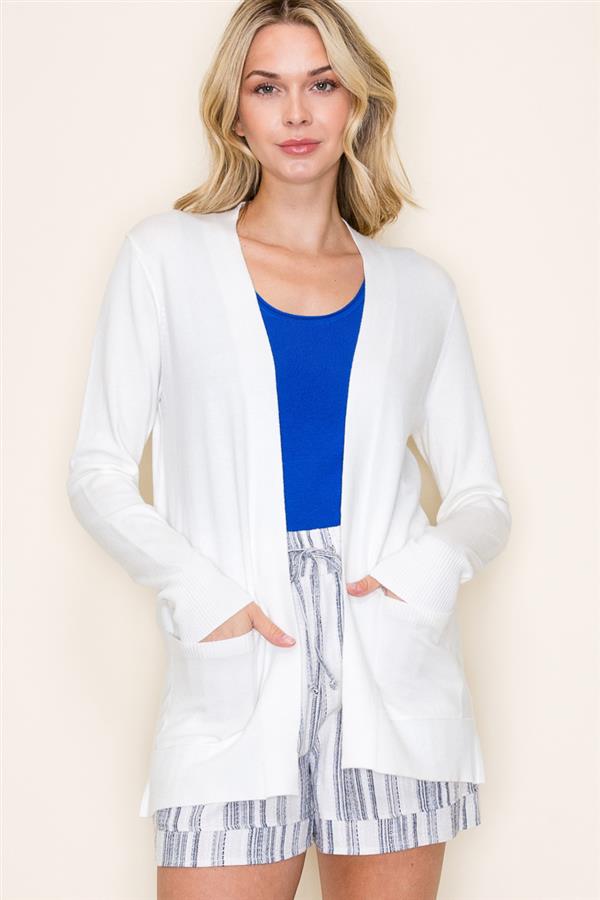 Open Front Pocket Cardigan - Ivory