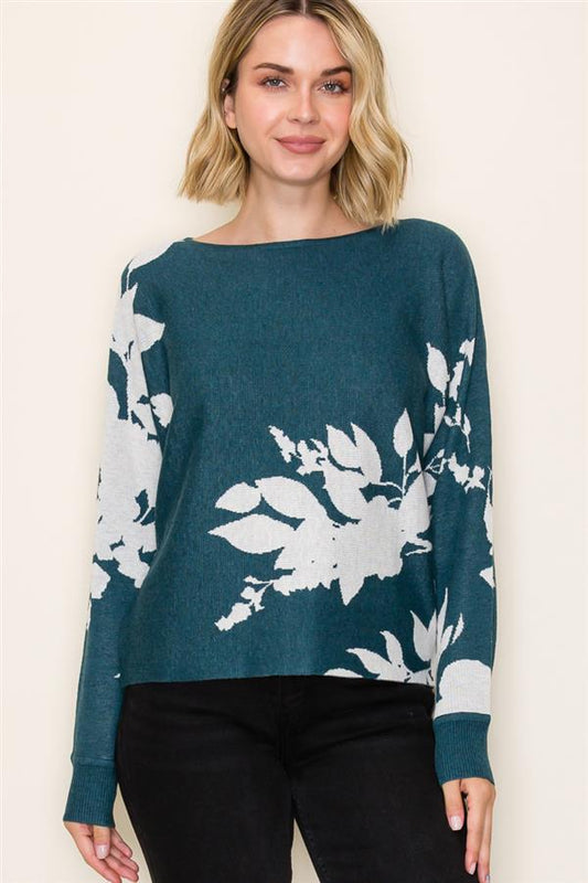 Dolman Sleeve Jacquard Sweater