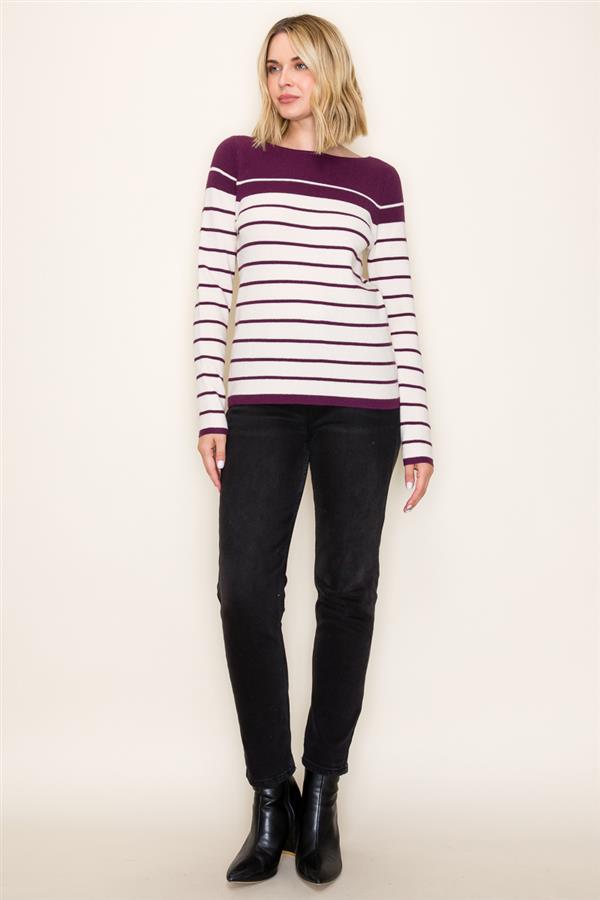 Waffle Knit Striped Sweater