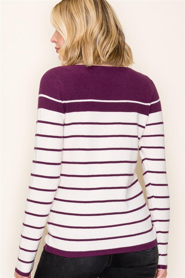 Waffle Knit Striped Sweater