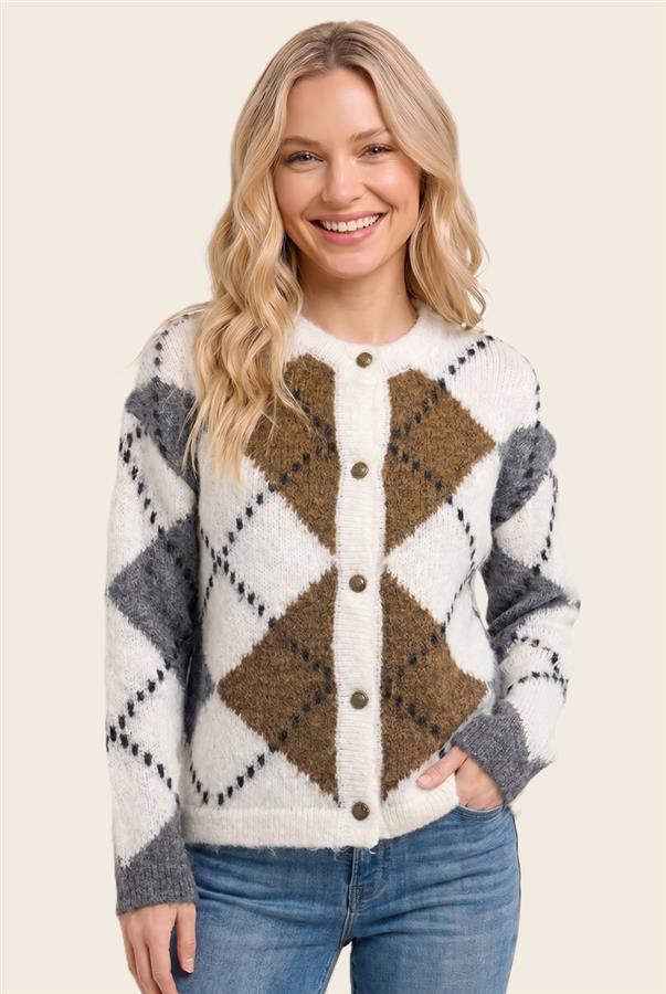 Argyle Chunky Cardigan