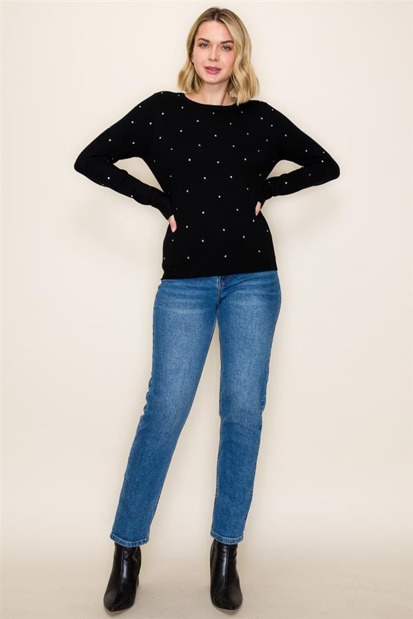Rhinestone Embellished Sweater
