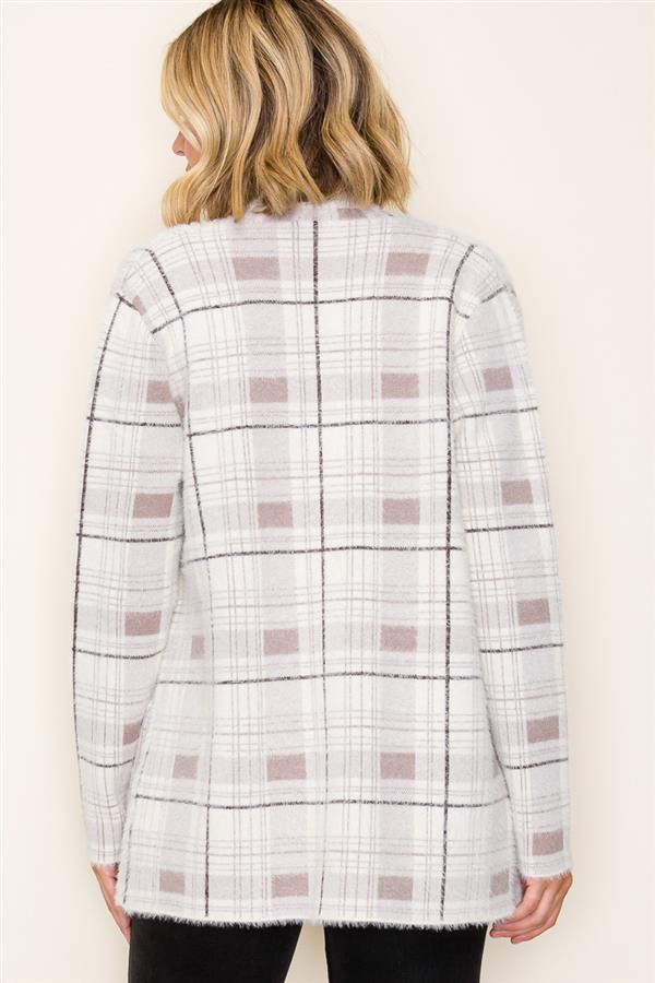 Checkered Fluffy Cardigan