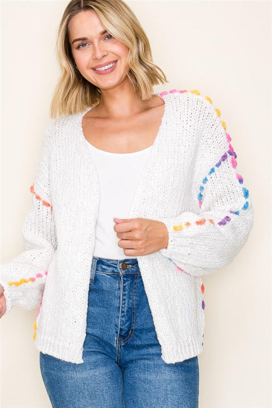Rainbow Stitch Accent Cardigan