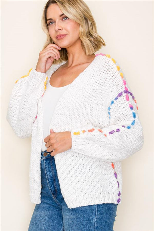 Rainbow Stitch Accent Cardigan