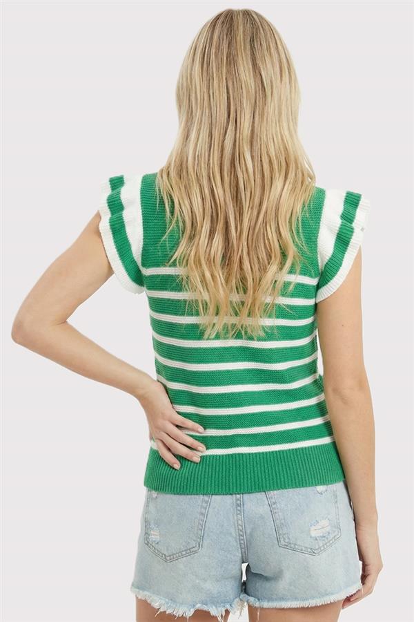 Ruffle Cap Sleeve Sweater Top