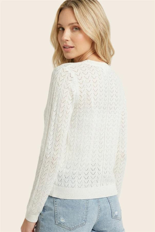 V-Neck Pointelle Cardigan