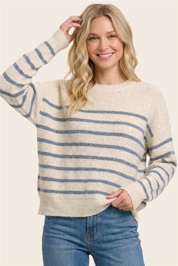 Rib Knit Striped Sweater