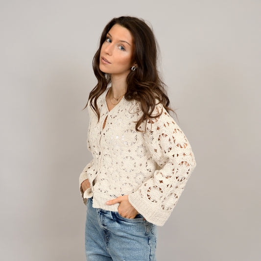 Jiny Button Cardigan - Parchment