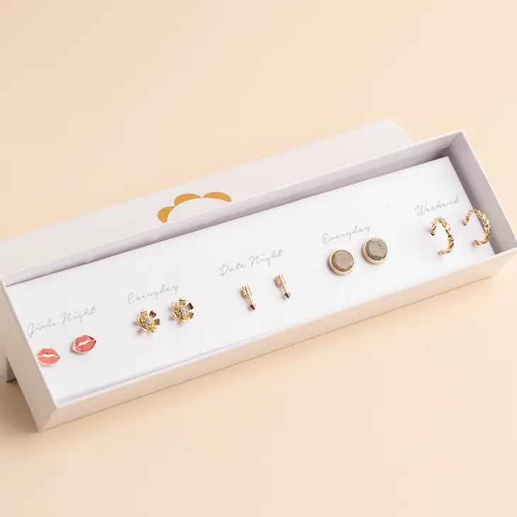 Lips Box Earring Set