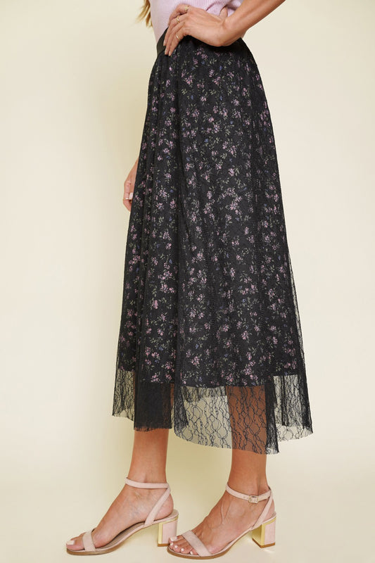 Satin Lining Lace Skirt