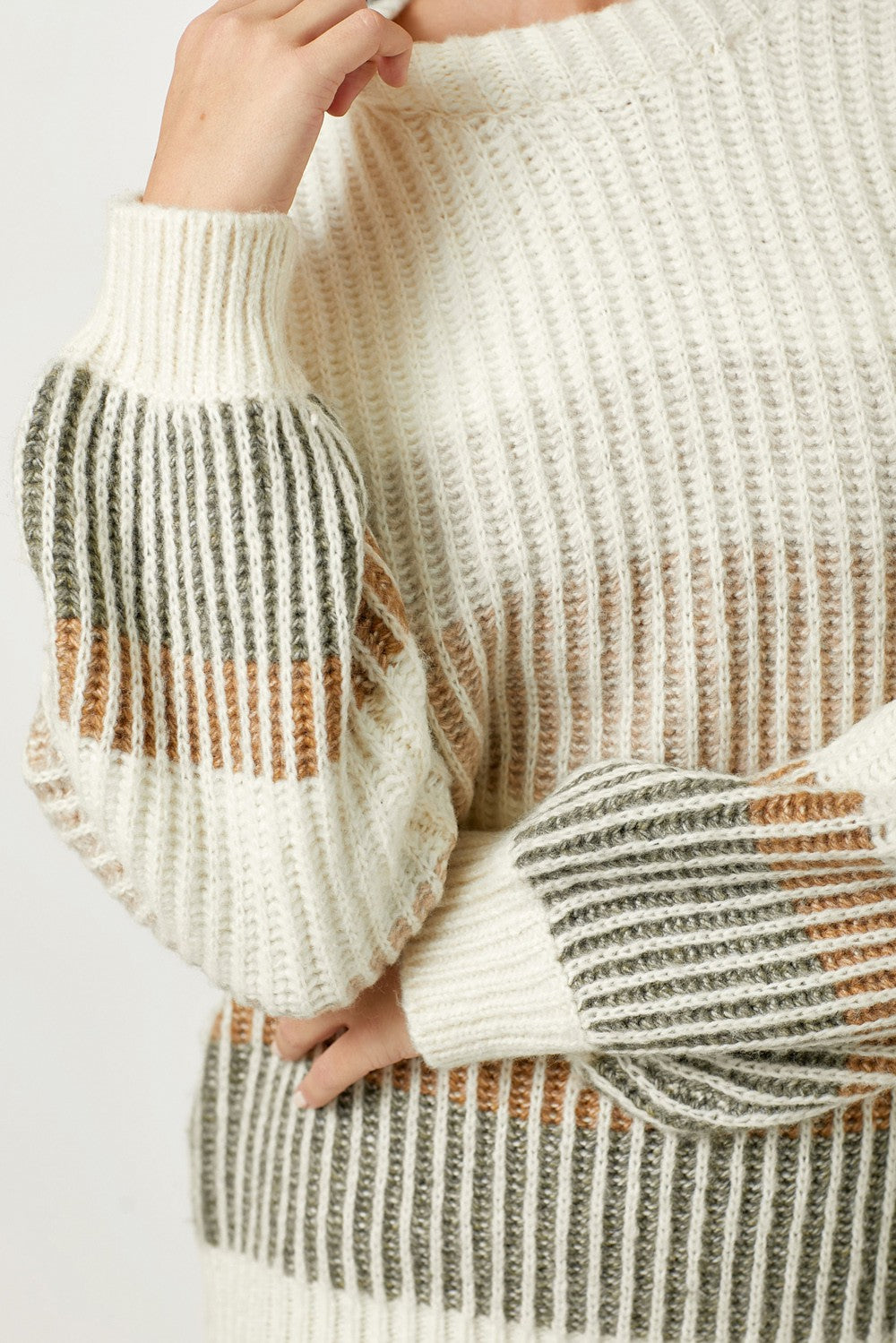 Puff Sleeve Sweater - Ivory Mix