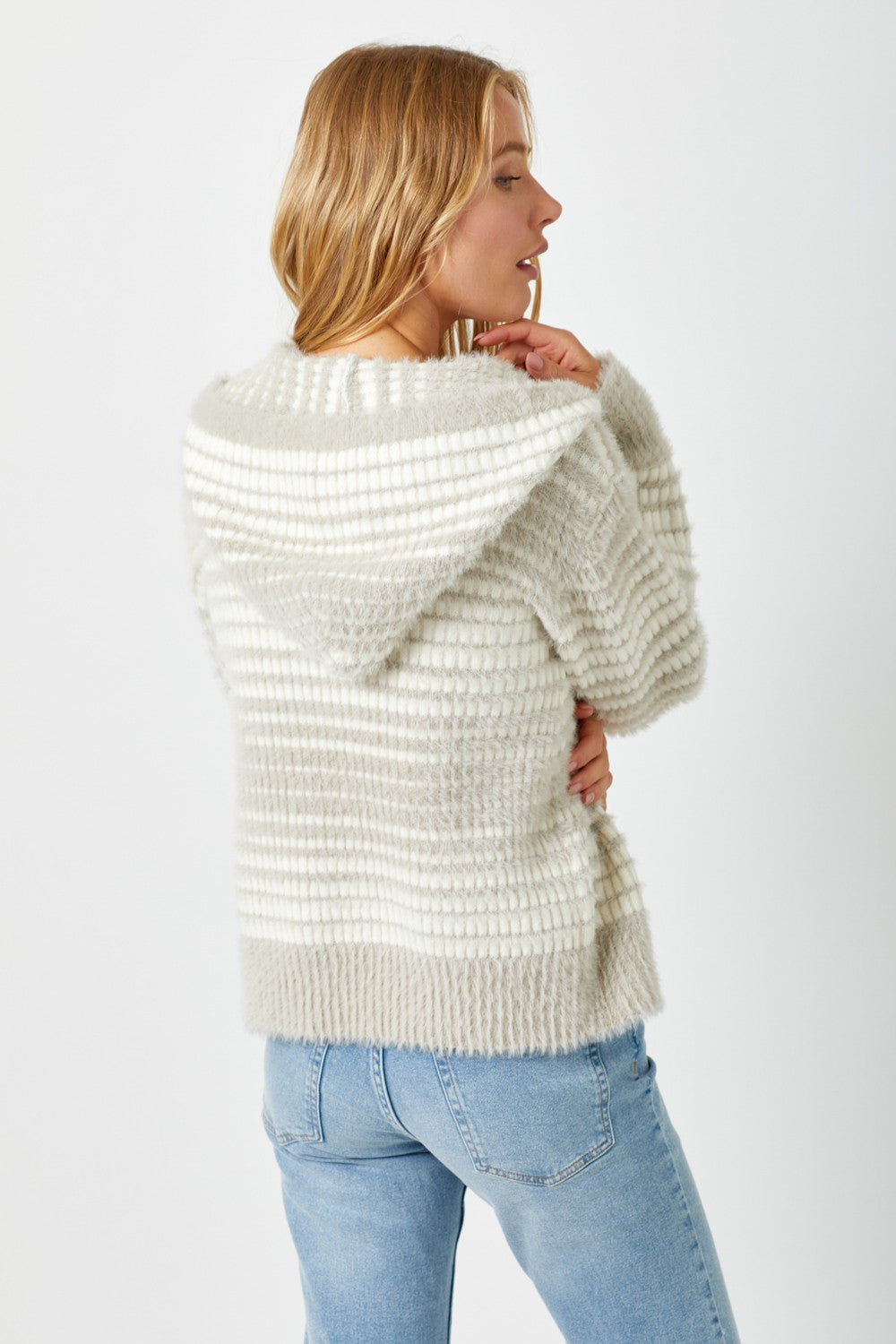 Fuzzy Striped Hoodie