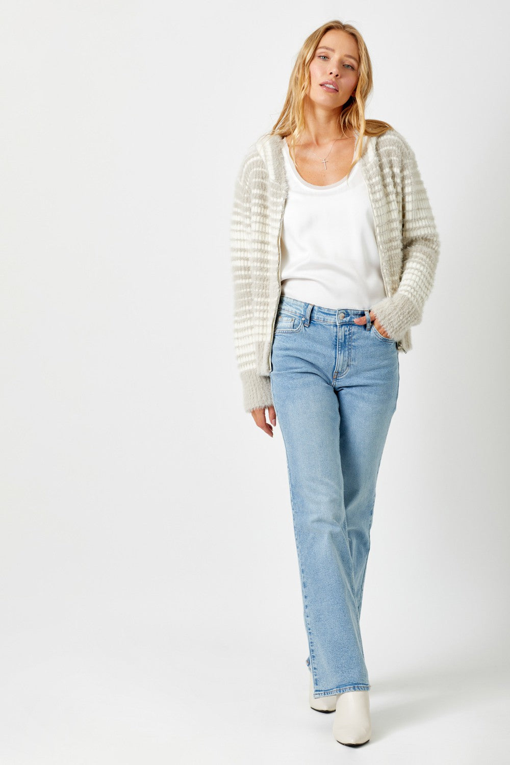 Fuzzy Striped Hoodie