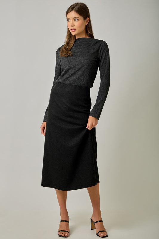 Wool Blend Black Skirt