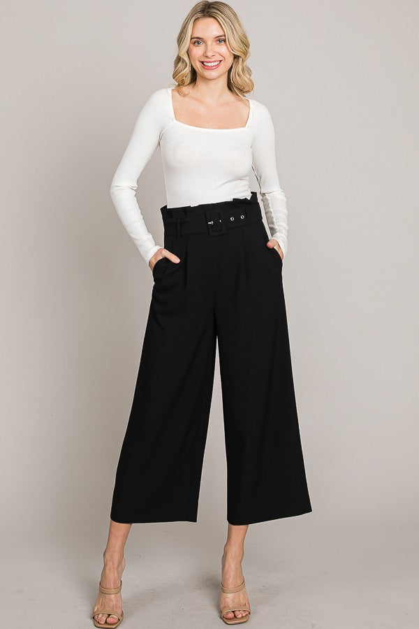 High Waisted Wide Leg Black Pants