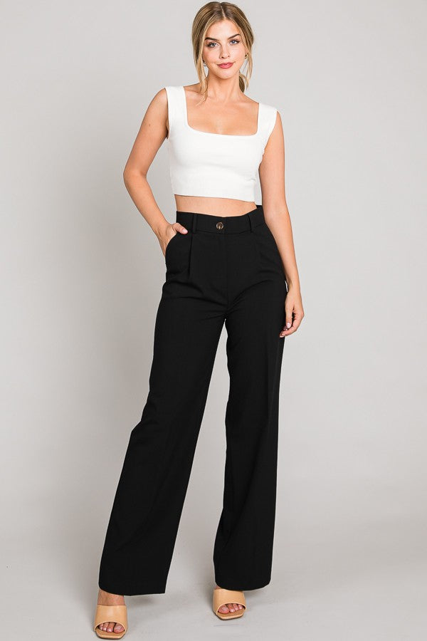 Wide Leg High Waisted Black Pants