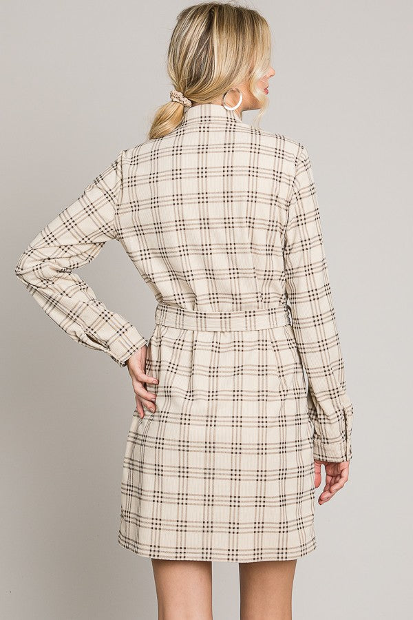 Corduroy Tie Shirt Dress