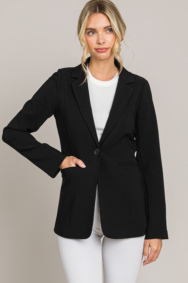 Long Sleeve Button Blazer Jacket