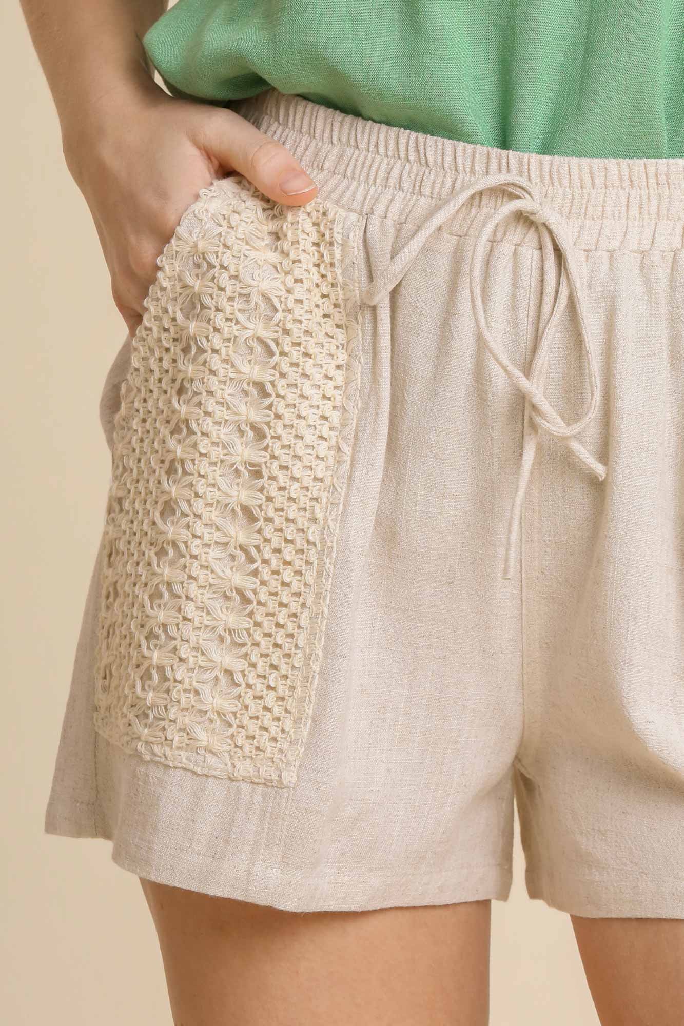 Crochet Lace Drawstring Shorts