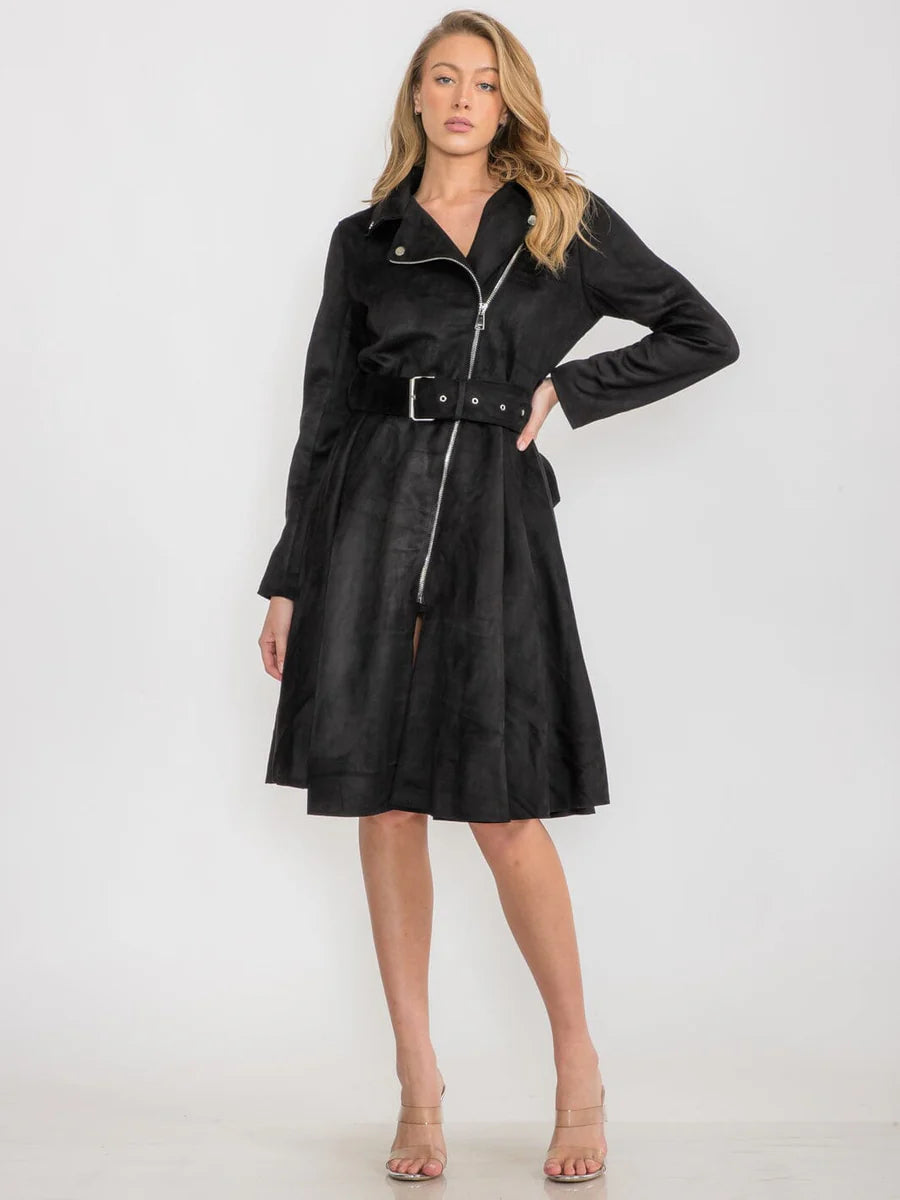 Belted Zipper Dress