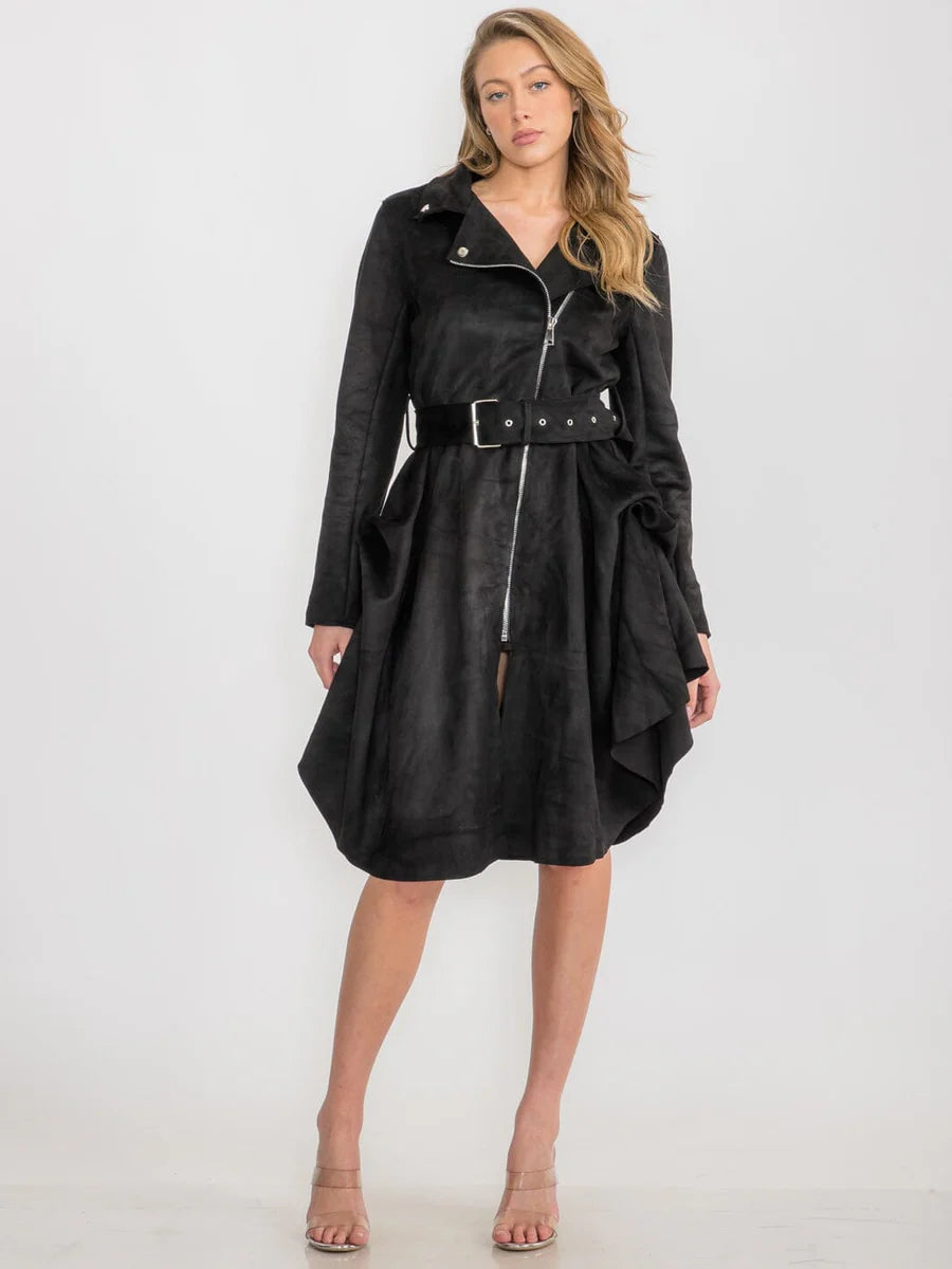 Belted Zipper Dress