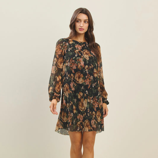 Metallic Floral Mini Dress