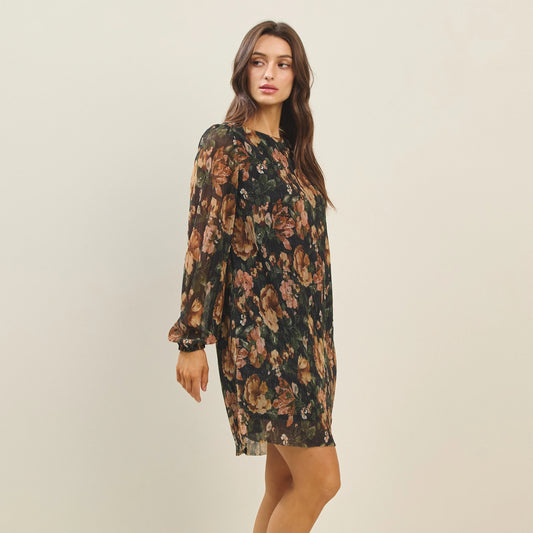 Metallic Floral Mini Dress