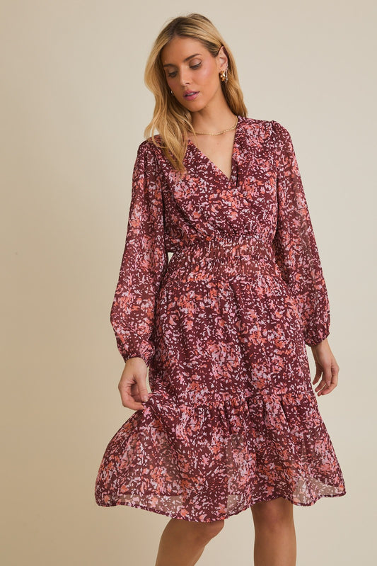 Floral Surplice Mini Dress