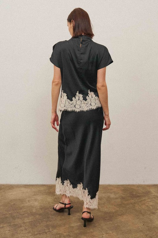 Black Lace Hem Skirt
