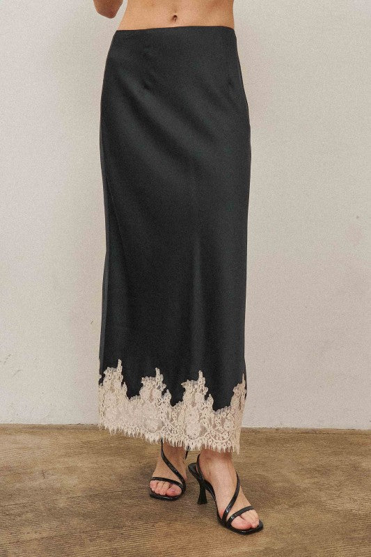 Black Lace Hem Skirt